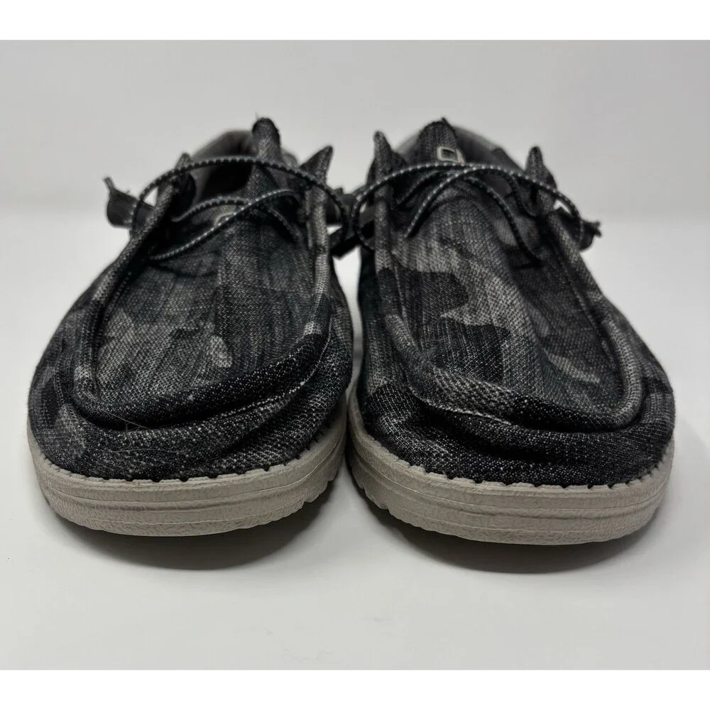Hey Dude Mens Size 12 Shoes Grey Black Wally Camo Tweed